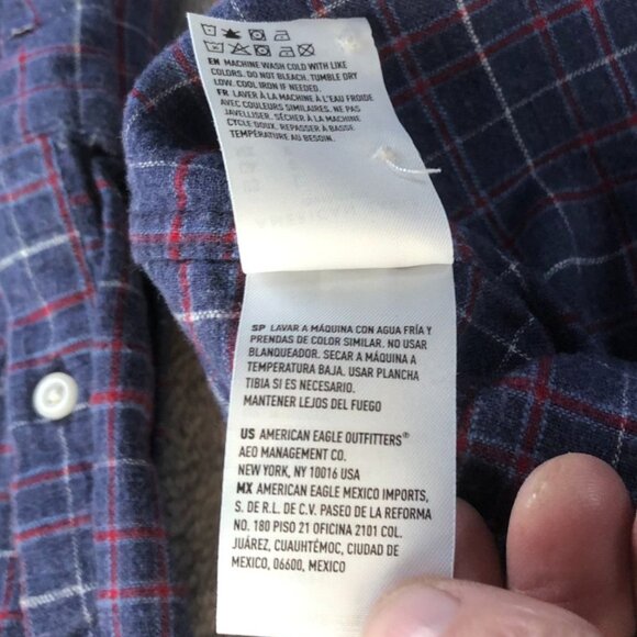 American Eagle Mens Shirt L Purple Plaid Long Sleeve Button Up Western Classic - Picture 12 of 15
